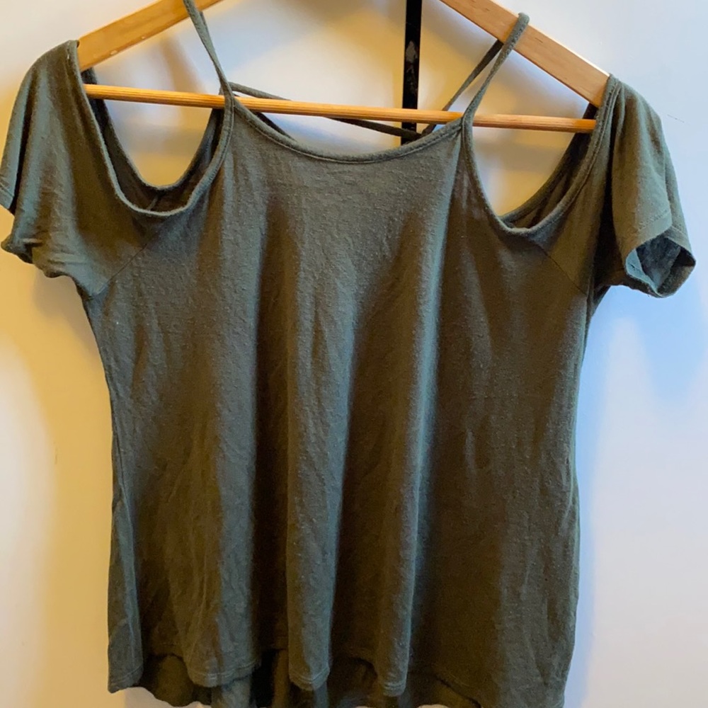 Navy green top